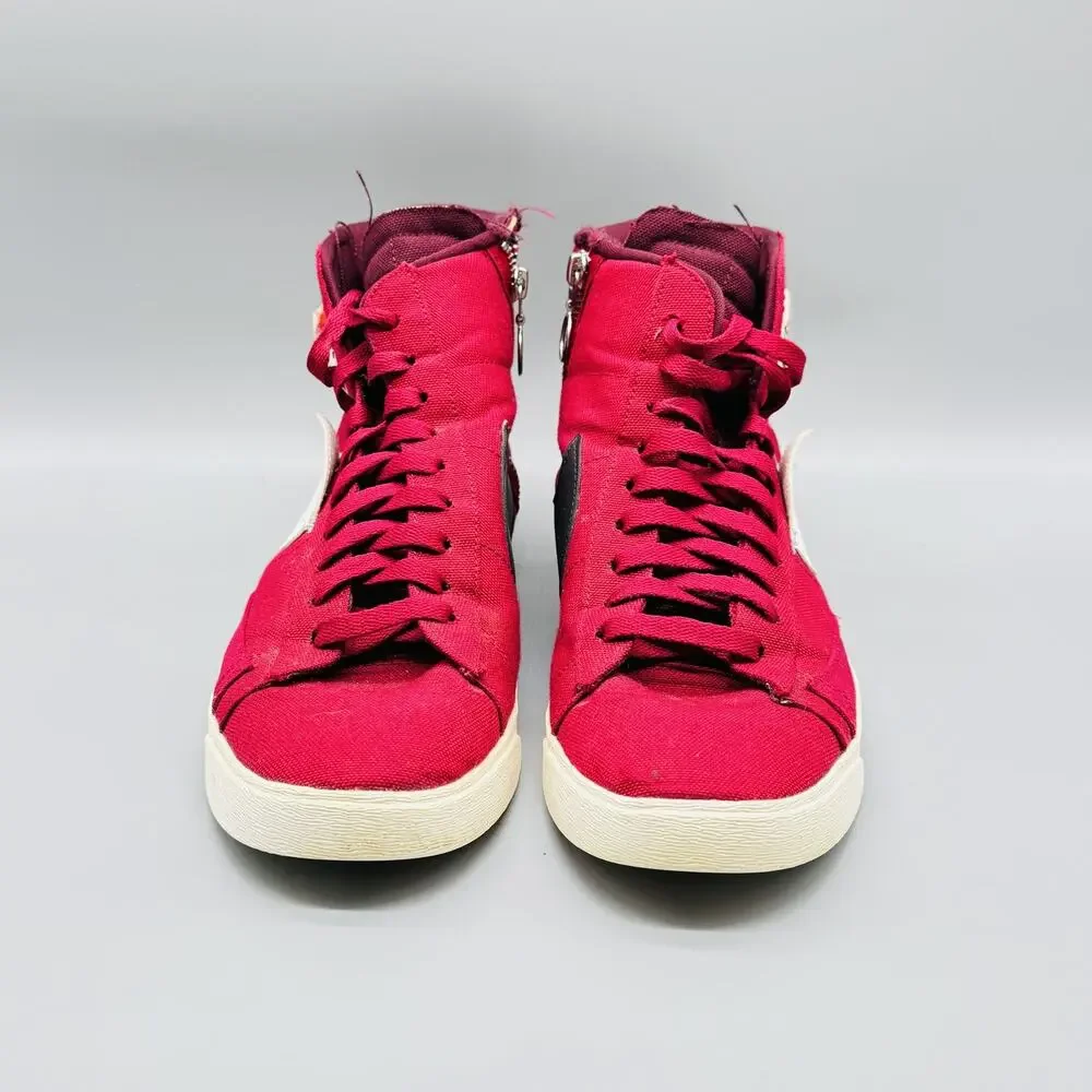 Nike Blazer Mid Shoes Womens 11.5 Noble Red Canvas BQ4022-603 Zip Canvas Rare